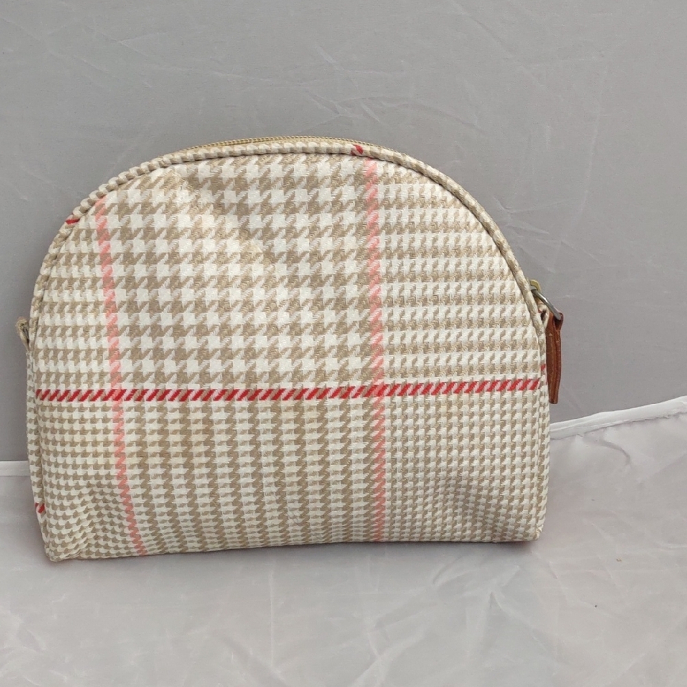 Lauren Ralph Lauren Beige and Pink Houndstooth Cosmetic Bag - Picture 2 of 12